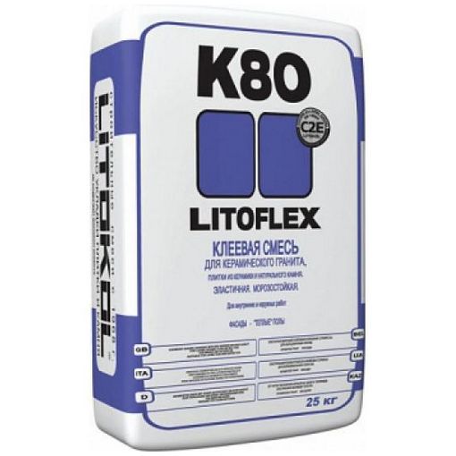 Плиточный клей LitoFlex К80, серый, 25 кг. Litokol (Литокол)