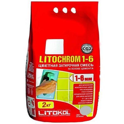 Затирка для швов Litochrom 1-6, C20, светло-серая, 2 кг. Litokol (Литокол)